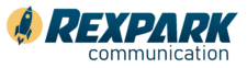Logo bleu et jaune de l'entreprise Rexpark Communication